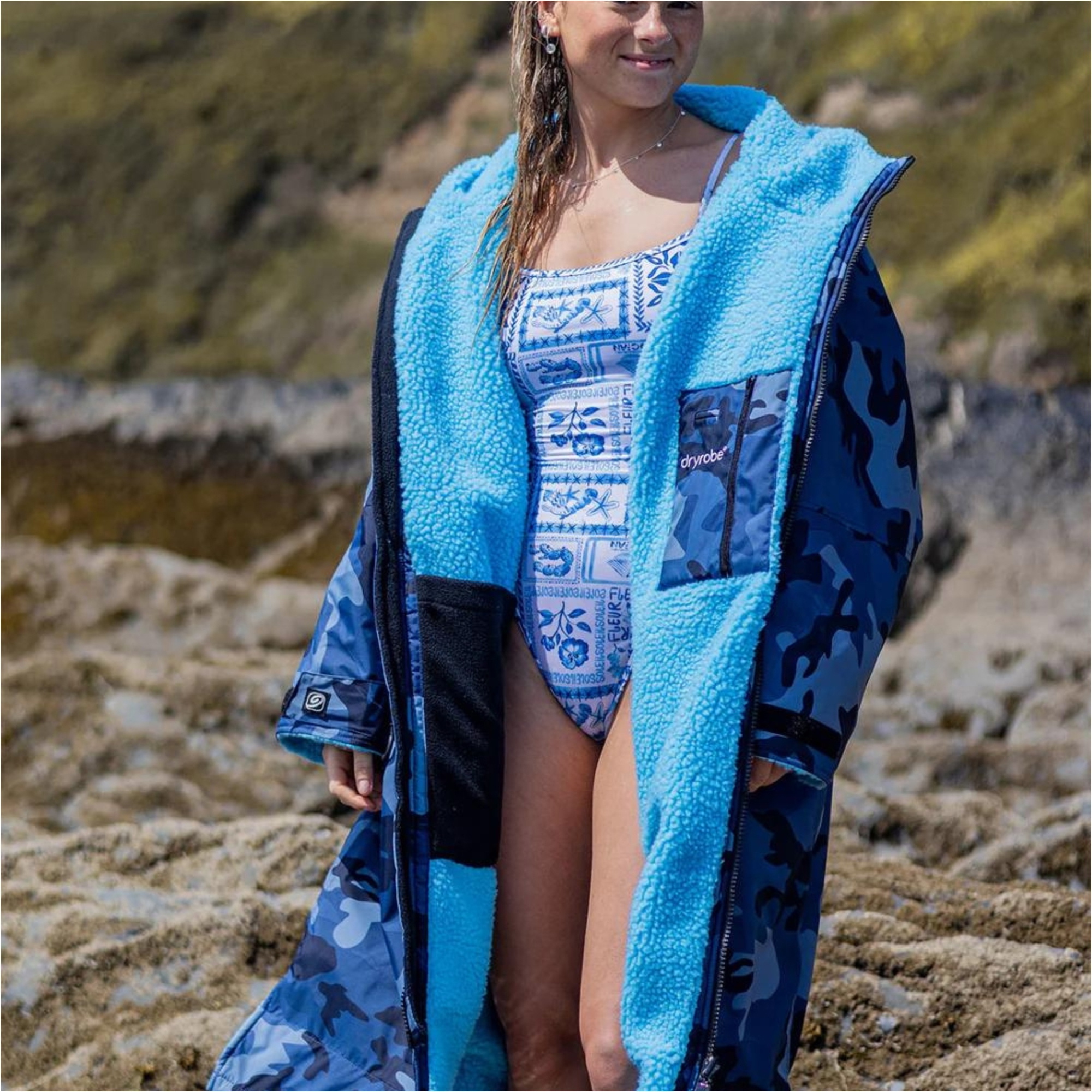 2026 Dryrobe Advance Roupão De Troca De Roupa De Manga Comprida DALSV3 - Blue / Camuflagem